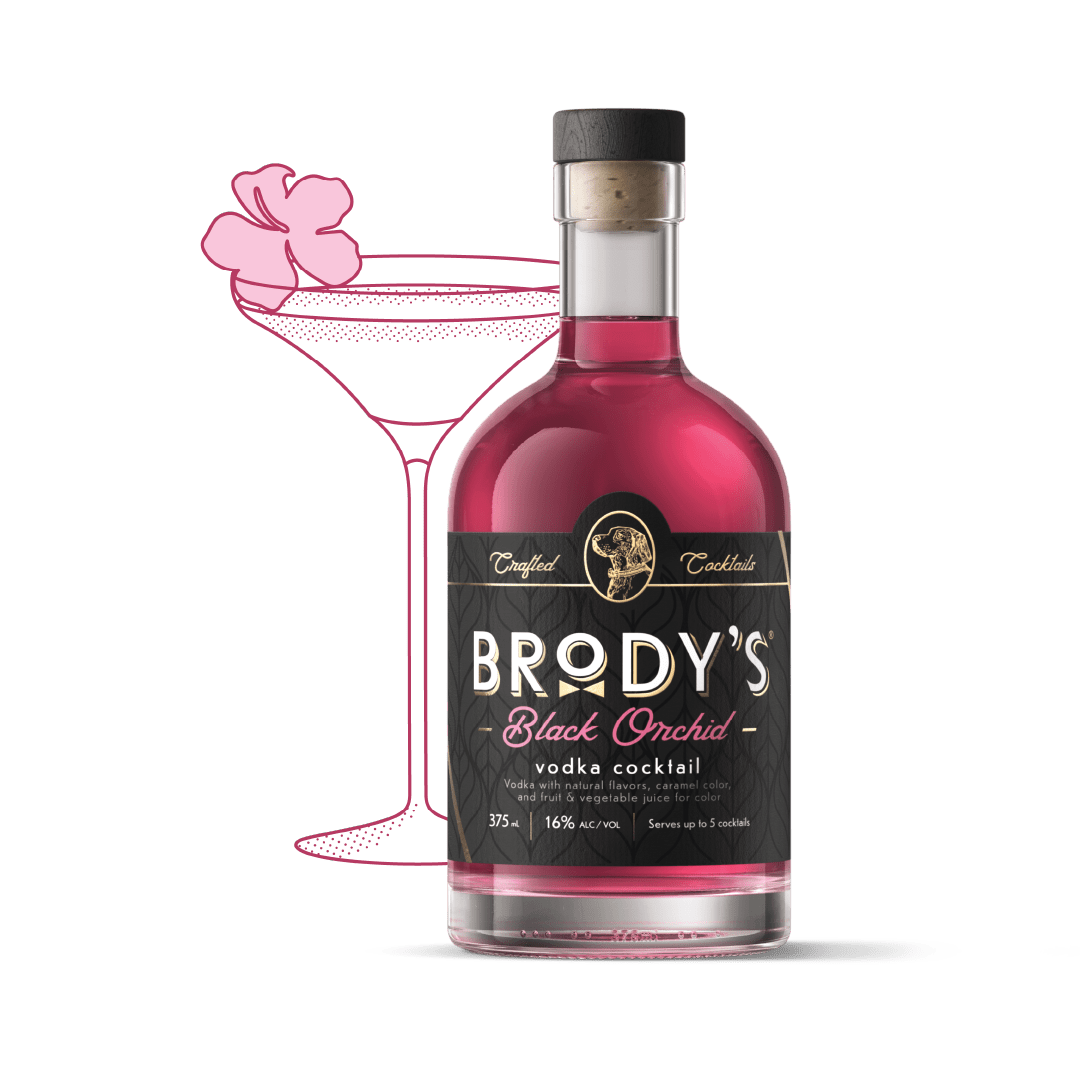 Brody's Black Orchid bottle, front label showing 375 ml and 16% alc/vol