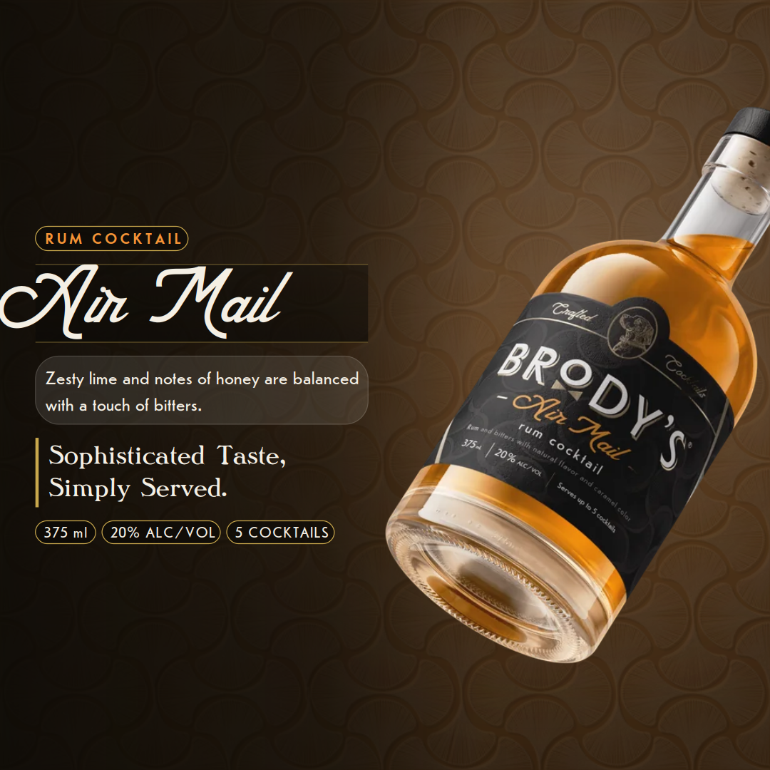 Air Mail rum cocktail — zesty lime and notes of honey are balanced with a touch of bitters. 375 ml, 20% alc/vol, serves up to 5 cocktails. Sophisticated Taste, Simply Served.