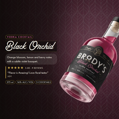 Black Orchid vodka cocktail — orange blossom, lemon and berry notes with a subtle violet bouquet. 375 ml, 16% alc/vol, serves up to 5 cocktails. Rated 5.00 from 9 reviews.