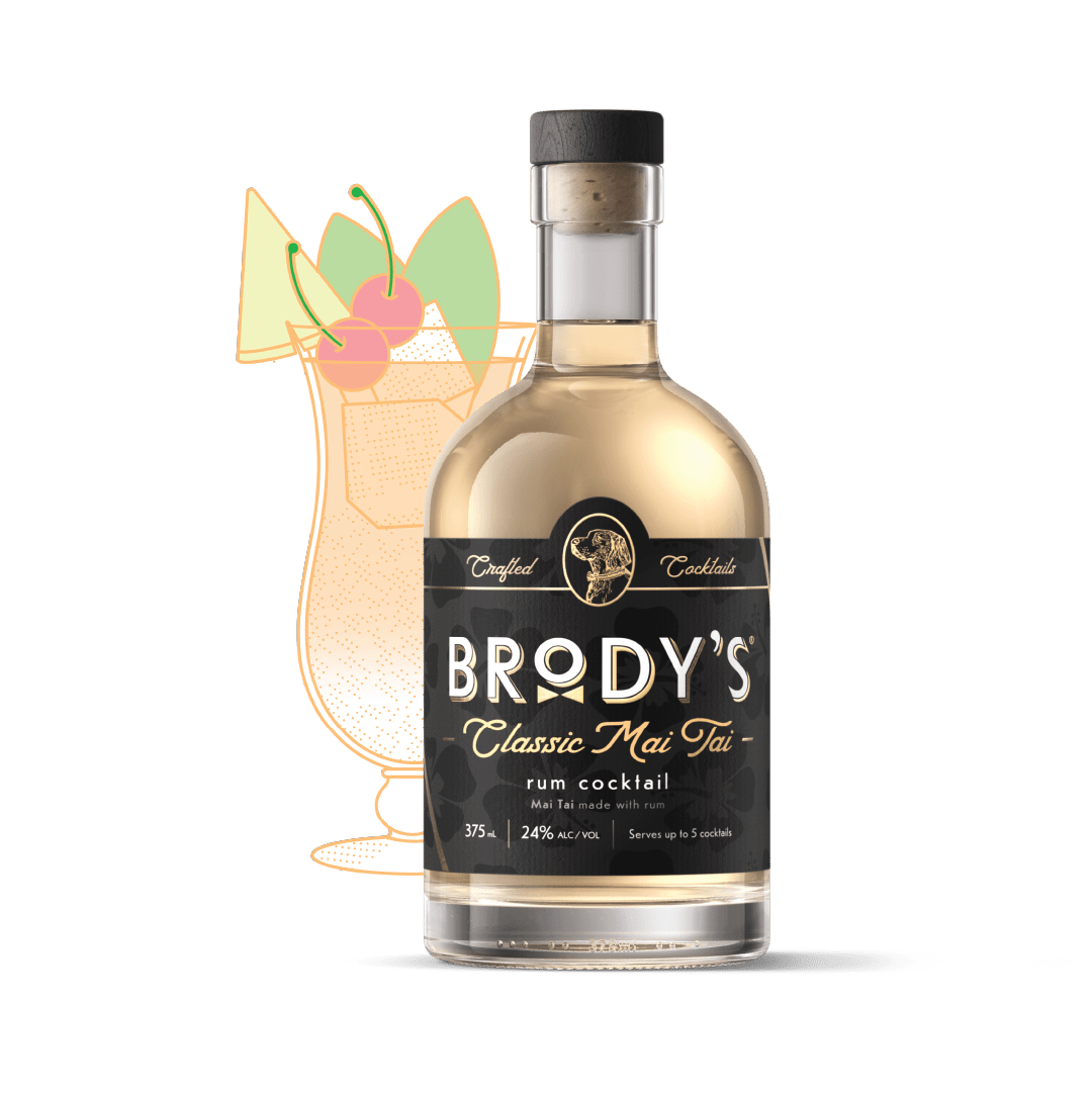 Brody's Classic Mai Tai bottle, front label showing 375 ml and 24% alc/vol