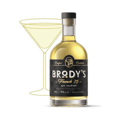 Brody's French 75 bottle, front label showing 375 ml and 18% alc/vol