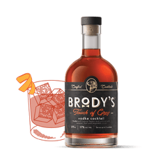 Brody's Touch of Grey bottle, front label showing 375 ml and 17% alc/vol